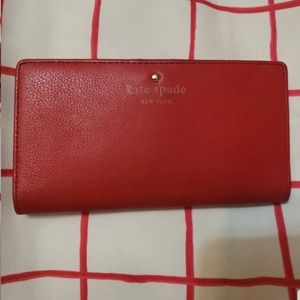 Red Kate Spade Slim Bifold Wallet